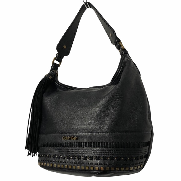 Calvin Klein Leather Studded Hobo Shoulder Bag - Picture 3 of 15